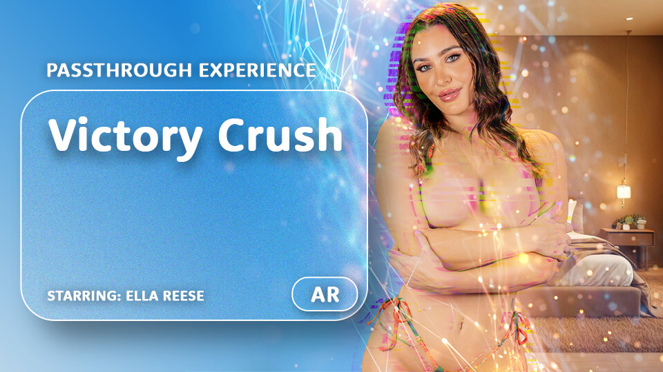 Ella Reese performs a blowjob in a VR passthrough fisheye scene with big teen breasts, featuring 8K quality and AR Porn production.